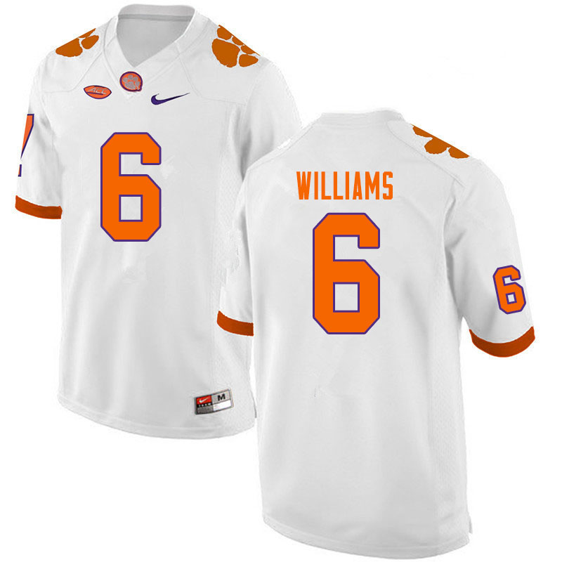 Men #6 E.J. Williams Clemson Tigers College Football Jerseys Sale-White